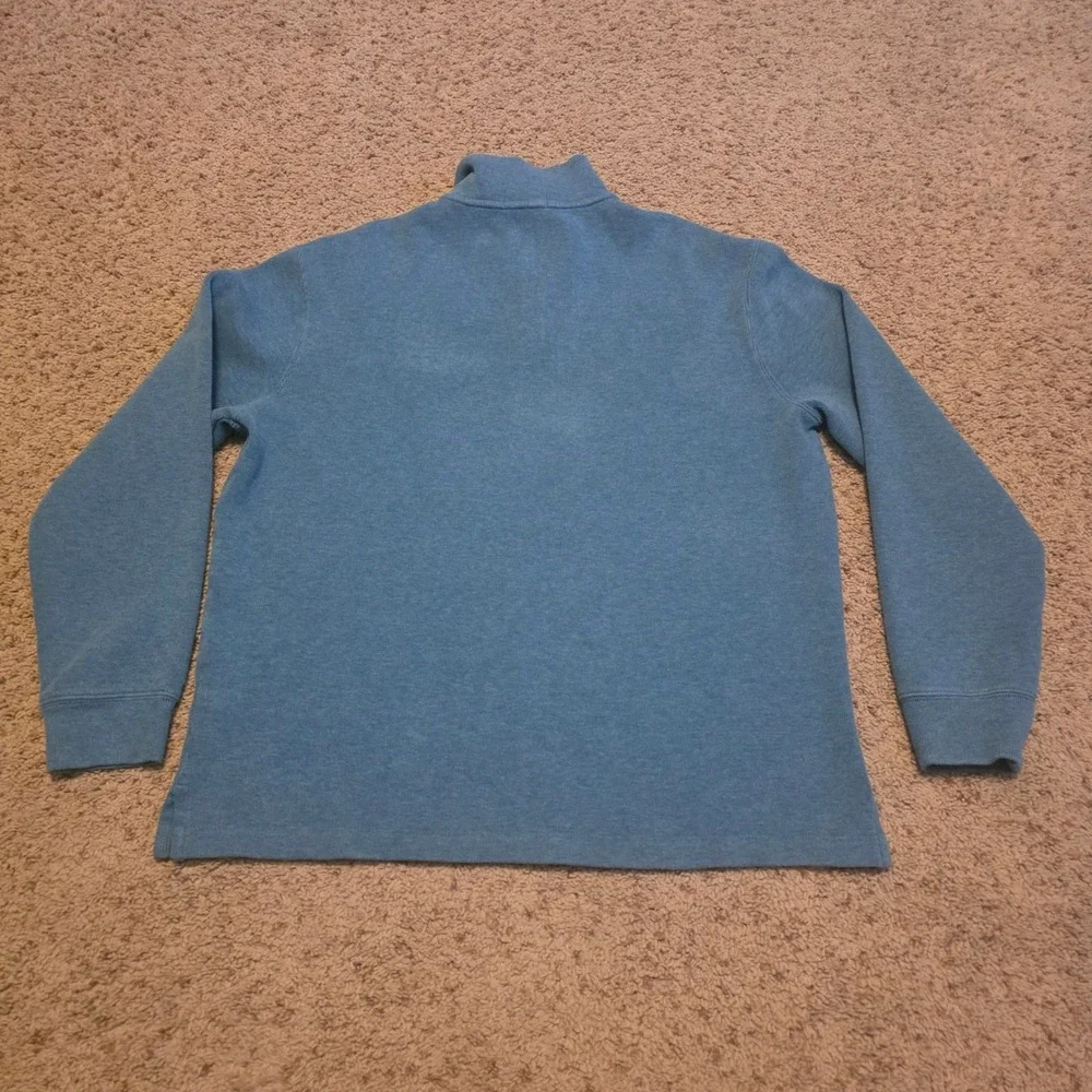 Polo Ralph Lauren Mens Large Blue Heather Quarter Zip Pullover Sweater Stain